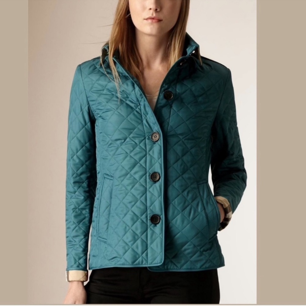 Burberry Teal Quilted Puffer Jacket